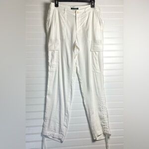 Lauren Ralph Lauren NWT White Linen Blend High Rise Drawstring Cargo Pants 6